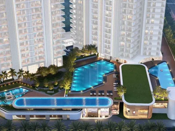 Swimming pool area at Navraj Kingstowns residential complex
